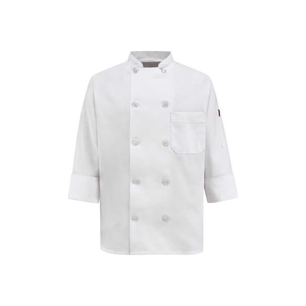 Chef Designs Women's 10 Button-Front Chef Coat, Pearl Buttons, White, Polyester/Cotton, S